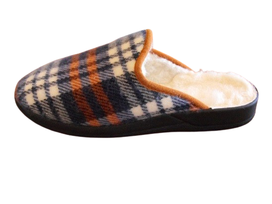 Mule homme 49555 carreaux bleu orange