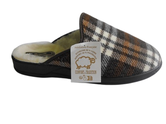 Mule homme 49555 carreaux marron